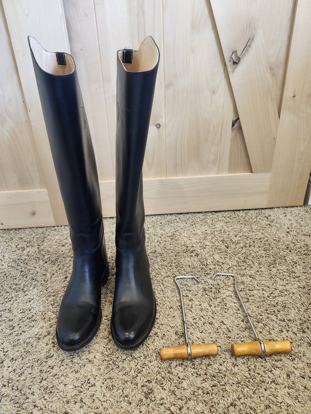 Effingham Black Leather Equestrian Riding Boots Size 7